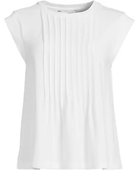 Lands' End Plus Cap Sleeve Lightweight Jersey Pintuck Swing Top