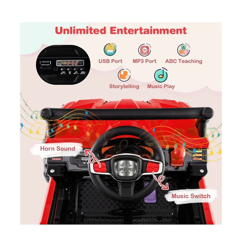 Hongge 12V Battery Powered Electric Vehicle with Remote Control and 3 Speeds