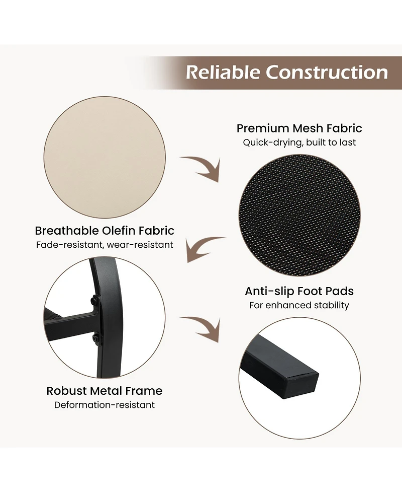 4 Pieces Outdoor Dining Set with Removable Cushions and Rustproof Steel Frame