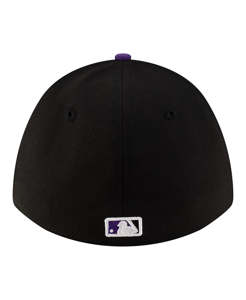 New Era Men's Black Colorado Rockies Alternate Player Replica 39THIRTY M-Crown Flex Hat