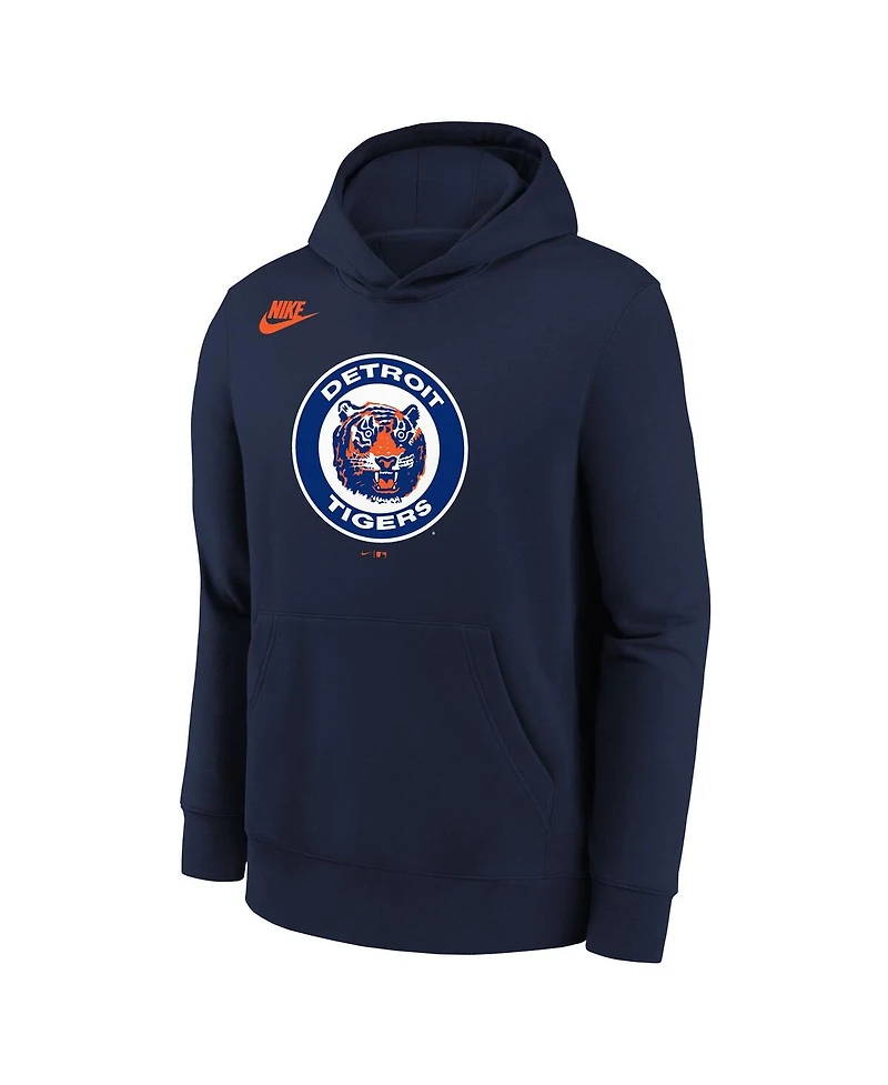 Nike Big Boys and Girls Athletic Navy Detroit Tigers Club Fleece Hoodie