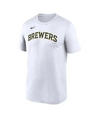 Nike Men's White Milwaukee Brewers New Legend Wordmark Dri-fit T-Shirt