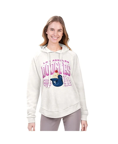 G-iii 4Her by Carl Banks Women's Cream Los Angeles Dodgers Ice Angel Raglan Fleece Hoodie