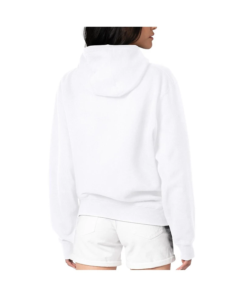 G-iii 4Her by Carl Banks Women's White New York Mets Metallic Drop Fleece Hoodie