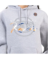 G-iii 4Her by Carl Banks Women's Gray New York Knicks Shadow Logo Tri-Blend Fleece Hoodie