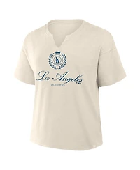 Fanatics Women's Cream Los Angeles Dodgers Legacy Stadium Slub Notch Neck T-Shirt