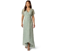 Adrianna Papell Women's Surplice V-Neck Bead Dress