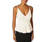 Adrianna Papell Women's Bead Detail V-Neck Peplum Maxi Dress