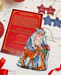 Designocracy Winter Treasure Wooden Christmas Ornament, Set of 2