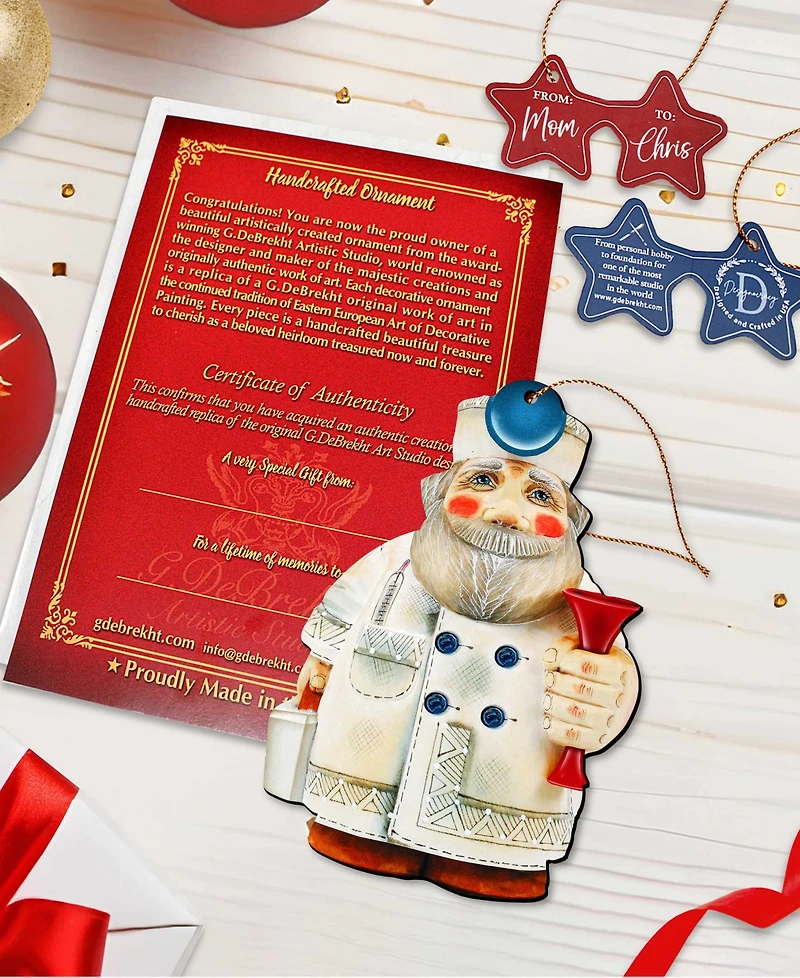 Designocracy Doctor Santa Wooden Ornament