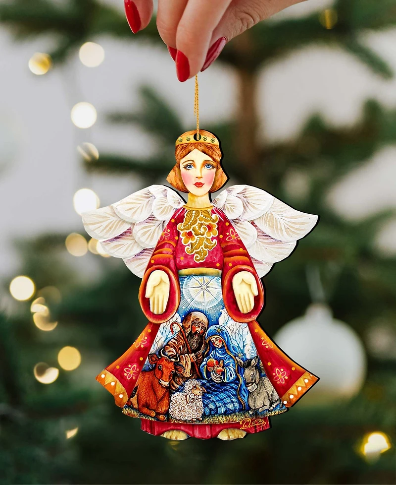 Designocracy Guardian Angel Wood Ornament, Set of 3