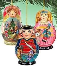 Designocracy Nutcracker Dolls Wooden Ornaments, Set of 3