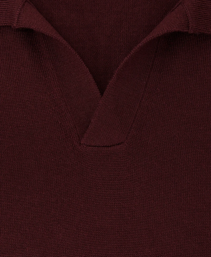 Reiss Men's Merino Wool Open Collar Polo Shirt