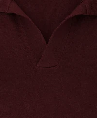 Reiss Men's Merino Wool Open Collar Polo Shirt