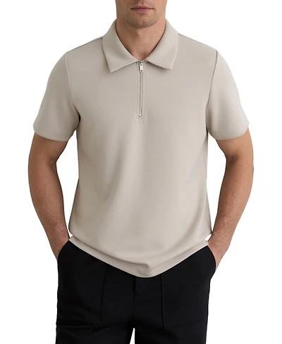 Reiss Men's Premium Interlock Half-Zip Polo Shirt