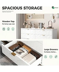 gaomon Modern 6-Drawer Bedroom Dresser with Large Storage and Gold Metal Accents for Entryway, Living Room or Closet