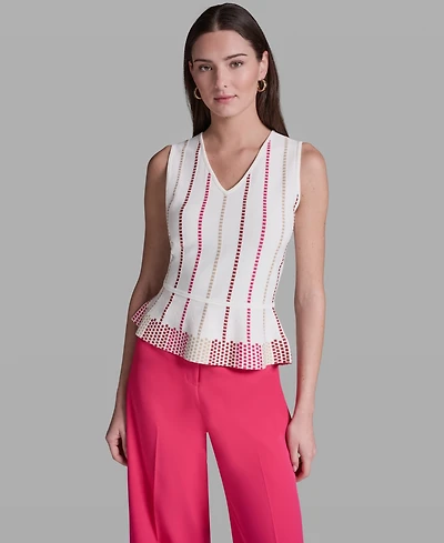 Bcbg Women's Sleeveless V-Neck Peplum Top