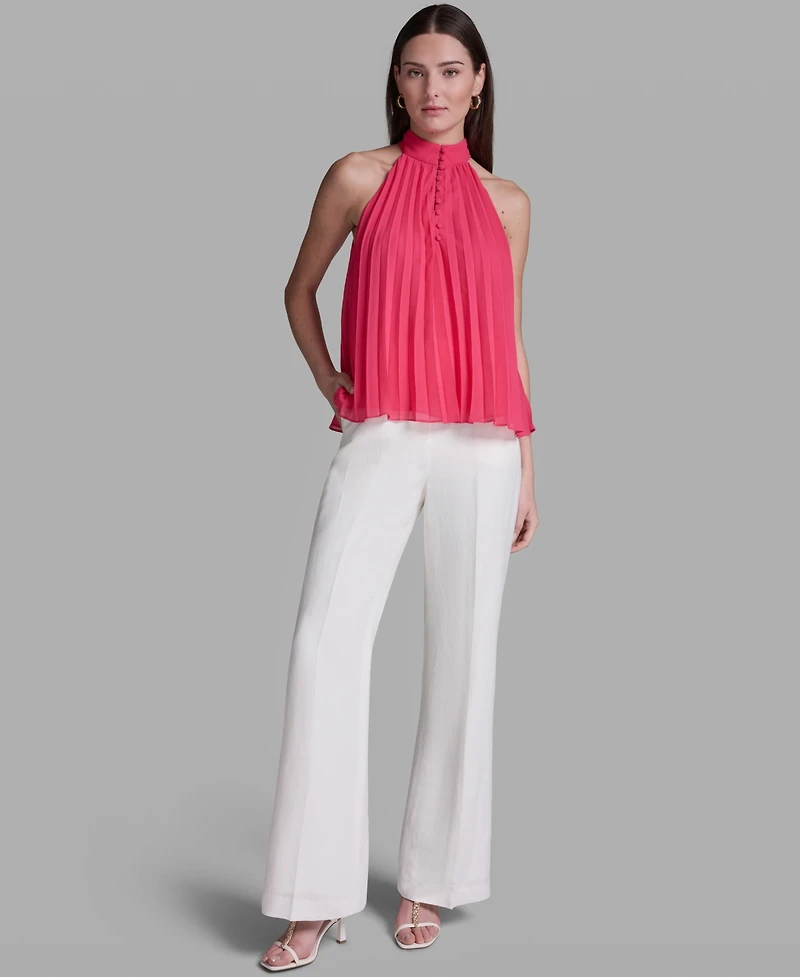 Bcbg Women's Pleated Halter Neck Sleeveless Top