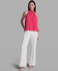 Bcbg Women's Pleated Halter Neck Sleeveless Top