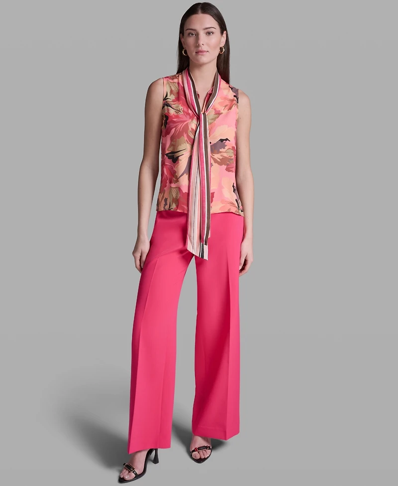 Bcbg Women's Printed Tie-Neck Sleeveless Top