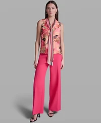 Bcbg Women's Printed Tie-Neck Sleeveless Top