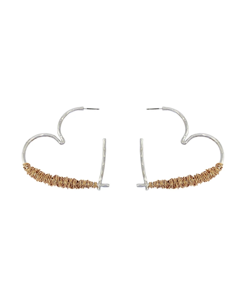 Robert Lee Morris Soho Two-Tone Heart Large Hoop Earrings