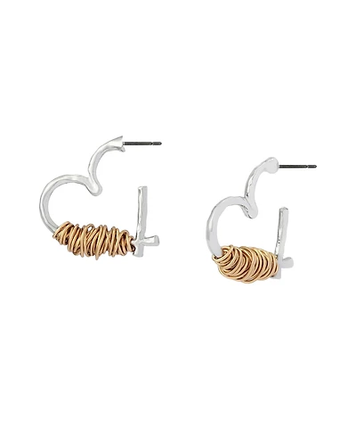 Robert Lee Morris Soho Two-Tone Heart Hoop Earrings