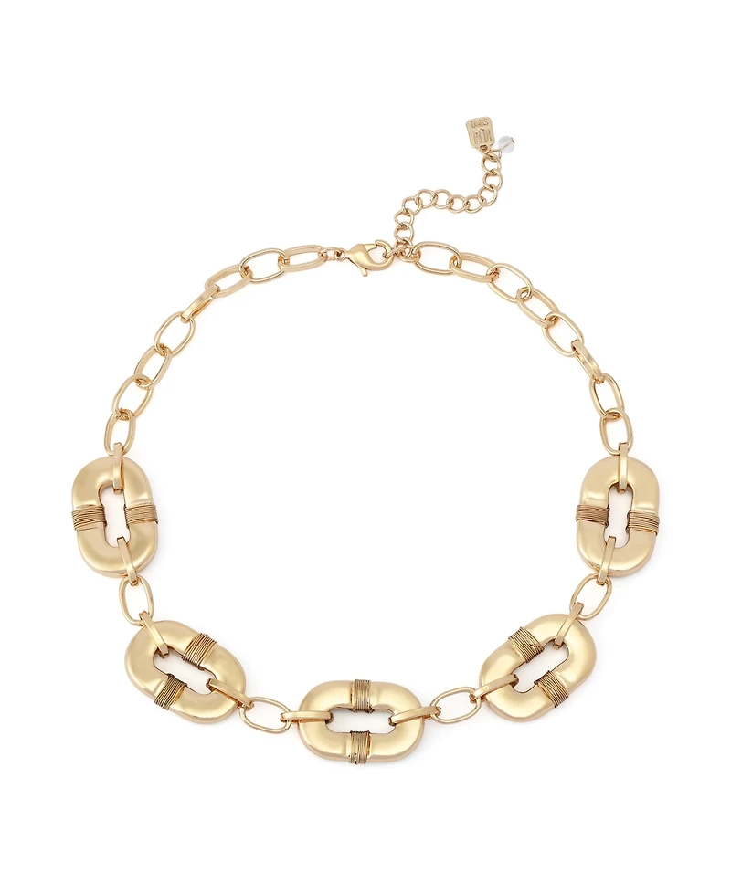 Robert Lee Morris Soho Malachite Link Reversible Bib Necklace