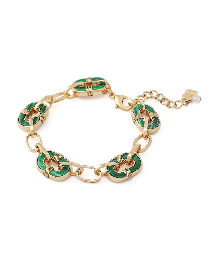 Robert Lee Morris Soho Malachite Reversible Link Bracelet