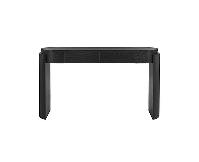 sumyeg Storage Cabinet Console with Fluted Design, Oval Top and 2 Drawers