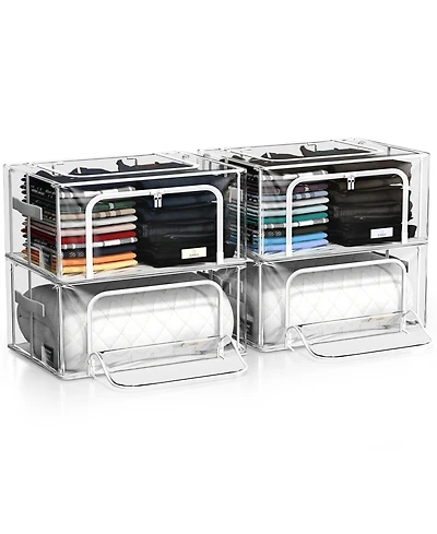 Sorbus Small Foldable Clear Plastic Storage Bags with Metal Frame & Carry Handles for Bedding Linen & Clothing