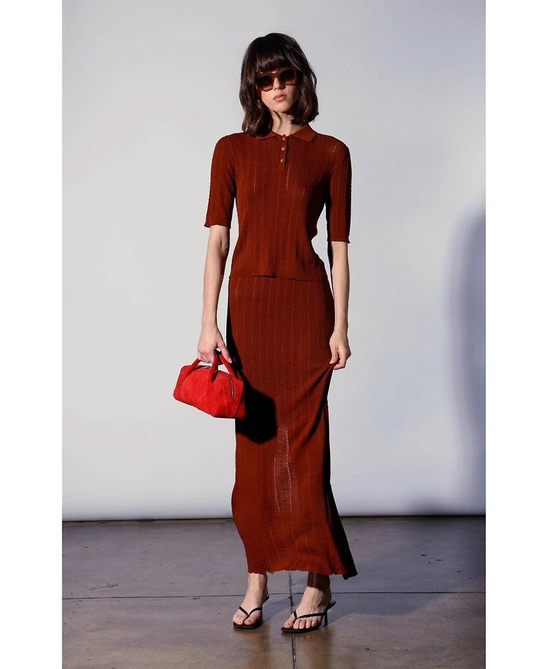 Walter Baker Women's Preston Rope Rib Knit Henley Top