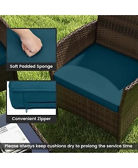 Costway 4 Pc. Patio Furniture Set with Washable Cushions and Tempered Glass Coffee Table