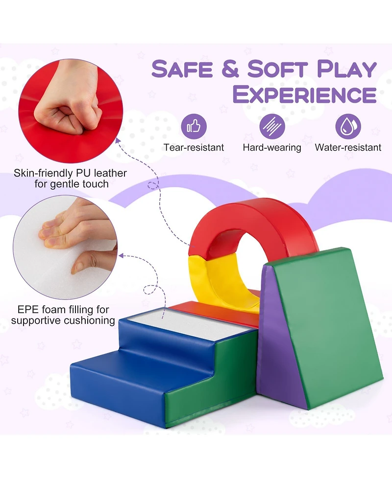 Mecale 5-Piece Kids Climbing Toys with Pu Leather Cover