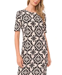 Vince Camuto Women's Printed Crew Neck Maxi Dress