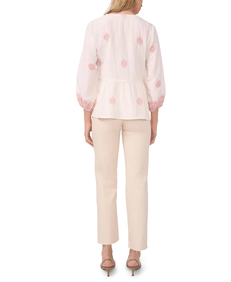 Vince Camuto Women's Tie Neck Peasant Blouse