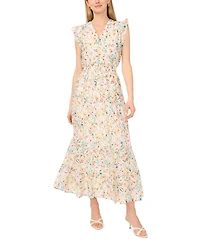 Vince Camuto Women's V-Neck Ruffle Detail Tiered Dress