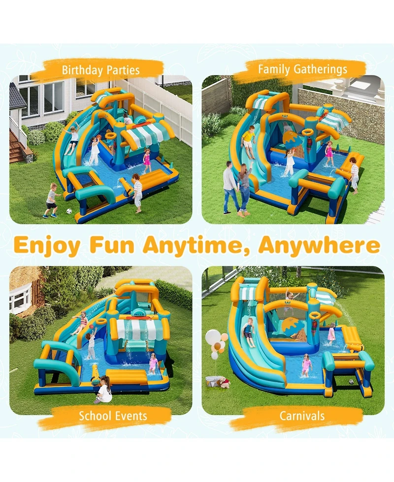 Mecale Inflatable Water Slide Bounce House Jump Castle with 735W Blower Included