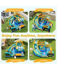 Mecale Inflatable Water Slide Bounce House Jump Castle with 735W Blower Included