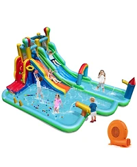 Mecale Giant Inflatable Water Slide Park Bounce House with 750W Blower Included