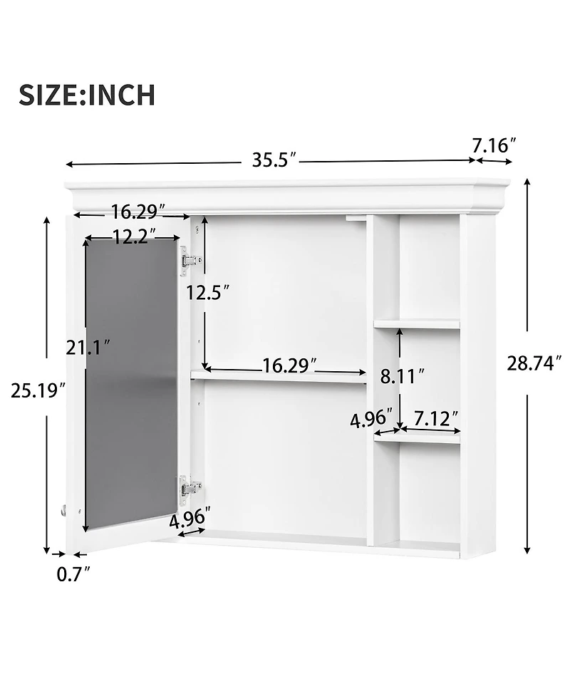 Sillysis 36'' Luxury Bathroom Vanity Set with Mirror Cabinet, Solid Wood & Mdf, Large Storage Shelf for Modern Bathrooms