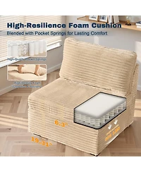 Xizzi Modular Sectional Sofa Middle Seat Module, 32.7" for Diy Combination L U V Shaped, Plush Corduroy Loveseat Chair Living Room