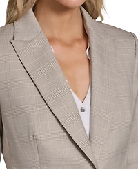 Calvin Klein Petite Plaid Notch Collar Jacket