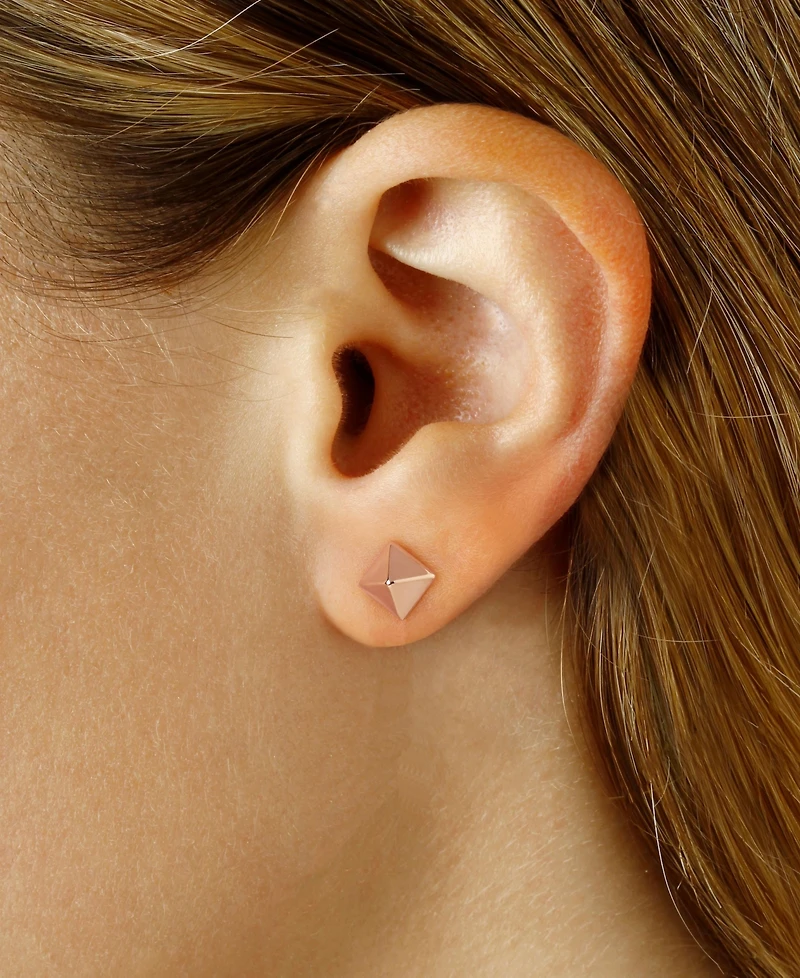 Pyramid Stud Earrings 14k Gold, White or Rose Gold