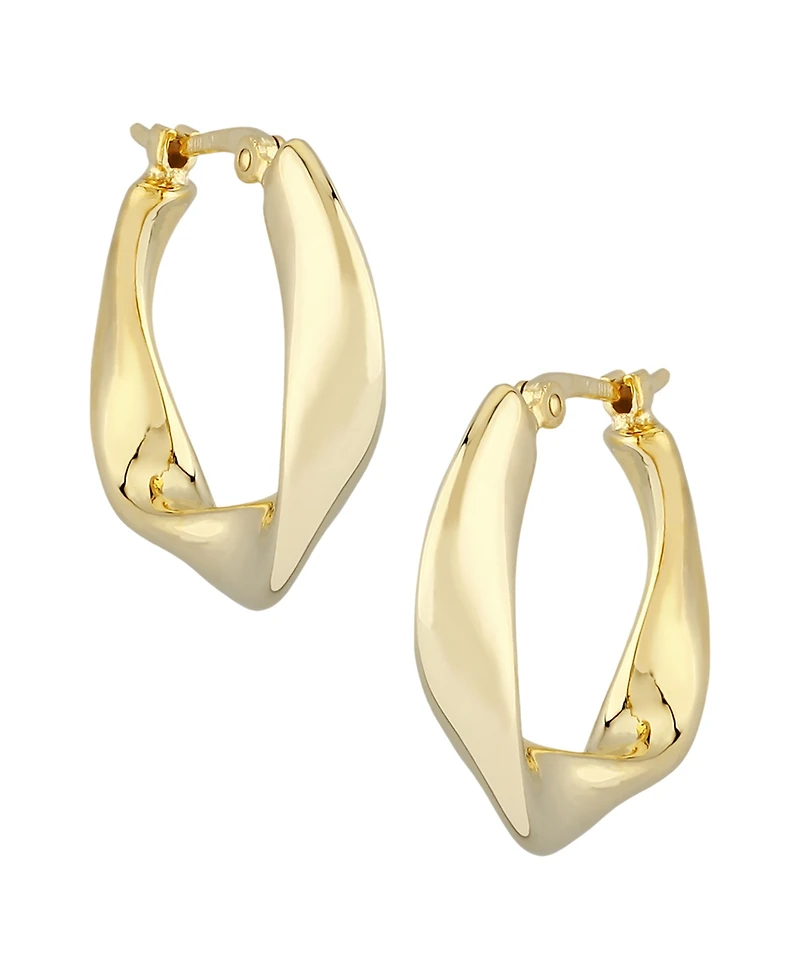 Flat Twist Hoop Earrings Set in 14k Gold