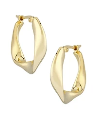 Flat Twist Hoop Earrings Set in 14k Gold