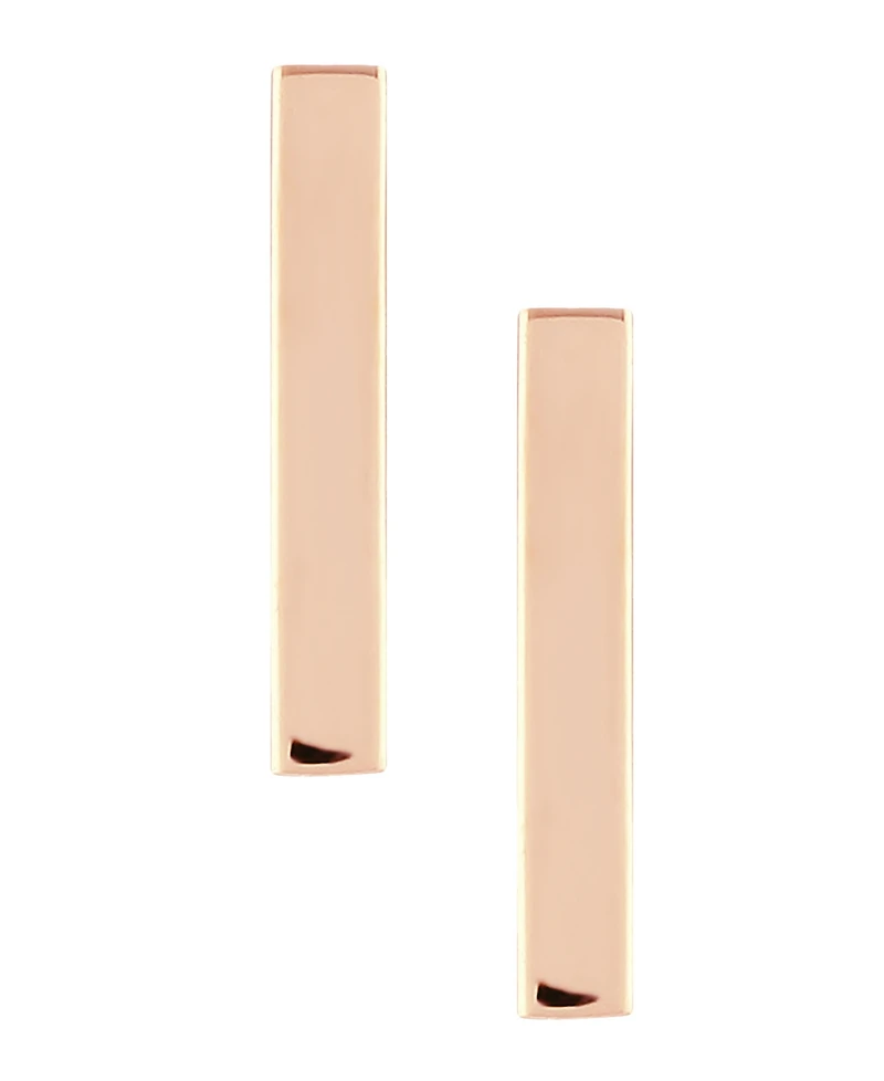 Flat Bar Stud Earrings Set in 14k Yellow or Rose Gold