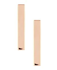 Flat Bar Stud Earrings Set in 14k Yellow or Rose Gold