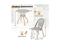 Slickblue 3-Piece Outdoor Bistro Set with Wicker Table & 2 Chairs