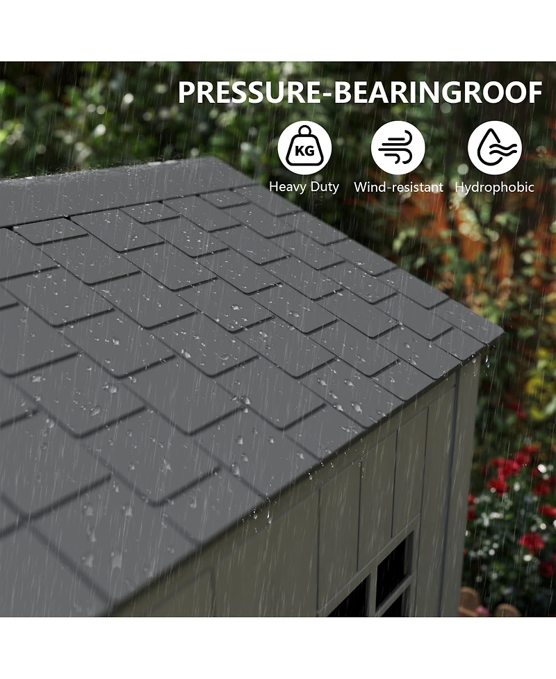 Decksplore Durable Resin Outdoor Storage Shed With Floor And Double Doors